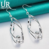 925 Silver Double Twisted Ball Drop Earring for Women Wedding Engagement