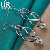 925 Silver Double Twisted Ball Drop Earring for Women Wedding Engagement