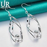 925 Silver Double Twisted Ball Drop Earring for Women Wedding Engagement