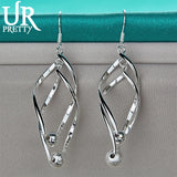 925 Silver Double Twisted Ball Drop Earring for Women Wedding Engagement