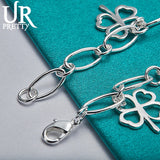 925 Silver Four Clover Chain Bracelet Wedding Charm Jewelry Gift