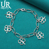 925 Silver Four Clover Chain Bracelet Wedding Charm Jewelry Gift