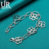 925 Silver Four Clover Chain Bracelet Wedding Charm Jewelry Gift