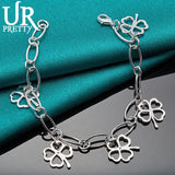 925 Silver Four Clover Chain Bracelet Wedding Charm Jewelry Gift