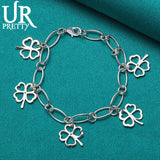 925 Silver Four Clover Chain Bracelet Wedding Charm Jewelry Gift