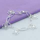 925 Sterling Silver Four Clover Chain Bracelet Women Wedding Charm Jewelry