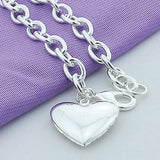 925 Silver Heart Love Picture Frame Chain Bracelet Women Wedding Engagement