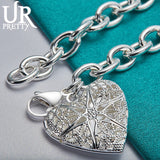 925 Silver Heart Picture Frame Chain Bracelet Wedding