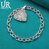 925 Silver Heart Picture Frame Chain Bracelet Wedding