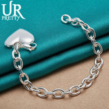 925 Silver Heart Picture Frame Chain Bracelet Wedding