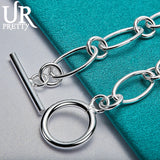 925 Sterling Silver Oval OT Chain Bracelet for Men Women