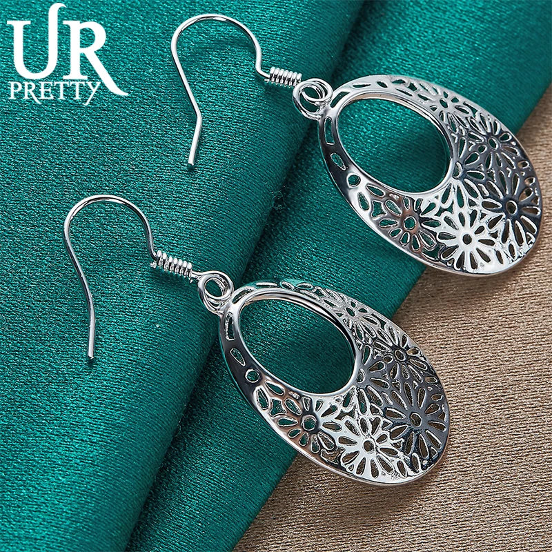 925 Silver Vintage Hollow Carving Drop Earring Wedding