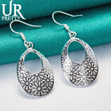 925 Silver Vintage Hollow Carving Drop Earring Wedding