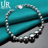 925 Silver Bead Chain Bracelet for Wedding Engagement