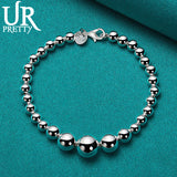 925 Silver Bead Chain Bracelet for Wedding Engagement