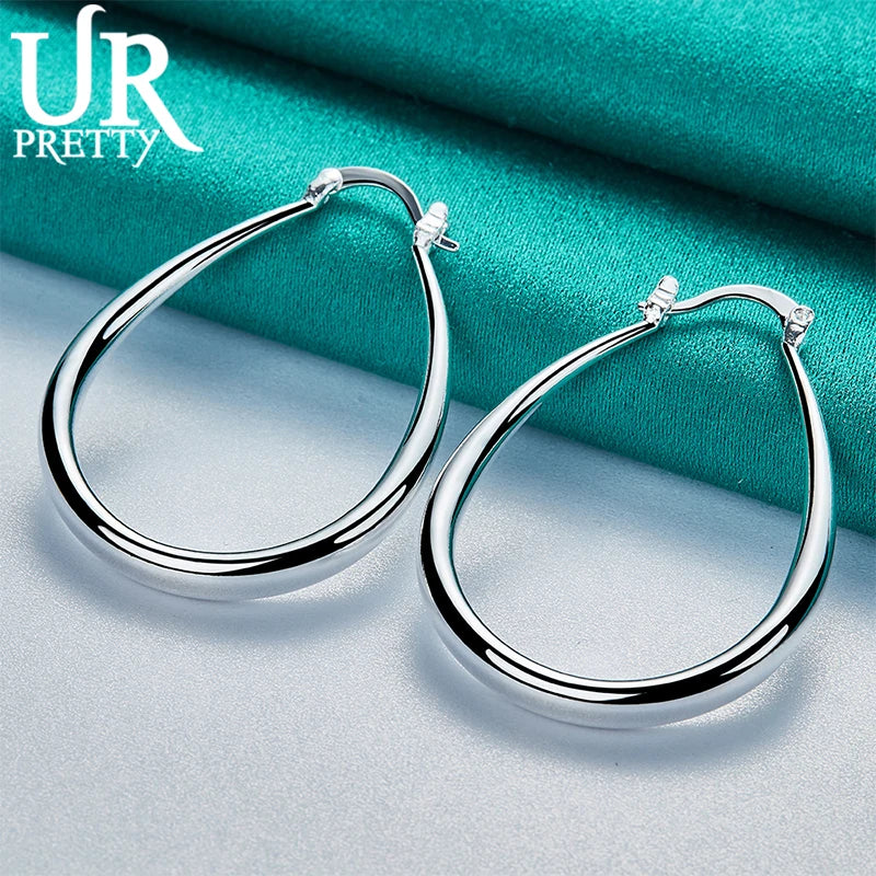 925 Silver Loop Hoop Earrings for Women Wedding Party Jewelry