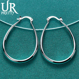 925 Silver Loop Hoop Earrings for Women Wedding Party Jewelry