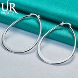 925 Sterling Silver Drop Shape Hoop Earring for Women Party Wedding