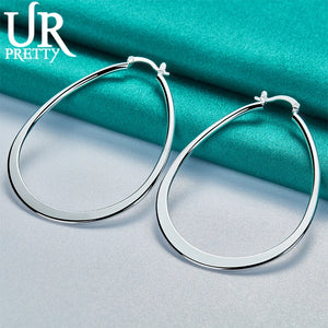 925 Sterling Silver Drop Shape Hoop Earring for Women Party Wedding