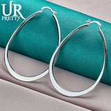 925 Sterling Silver Drop Shape Hoop Earring for Women Party Wedding