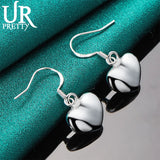 925 Silver Smooth Heart Pendant Earrings for Women