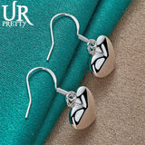 925 Silver Smooth Heart Pendant Earrings for Women