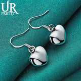 925 Silver Smooth Heart Pendant Earrings for Women