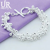 925 Silver Round Ball OT Chain Bracelet for Women