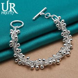 925 Silver Ball OT Chain Bracelet Women Wedding Party Charm Jewelry Gift