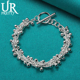 925 Silver Round Ball OT Chain Bracelet for Women