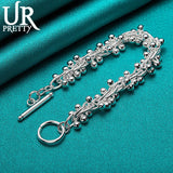 925 Silver Ball OT Chain Bracelet Women Wedding Party Charm Jewelry Gift