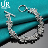 925 Silver Ball OT Chain Bracelet Women Wedding Party Charm Jewelry Gift