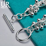 925 Silver Round Ball OT Chain Bracelet for Women
