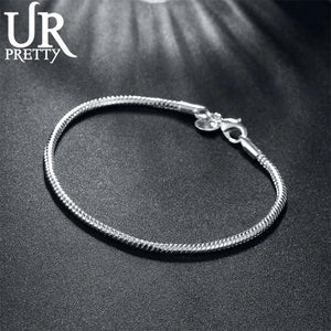 Arrival 925 Sterling Silver Snake Chain Bracelet 3mm Wedding Party Gift