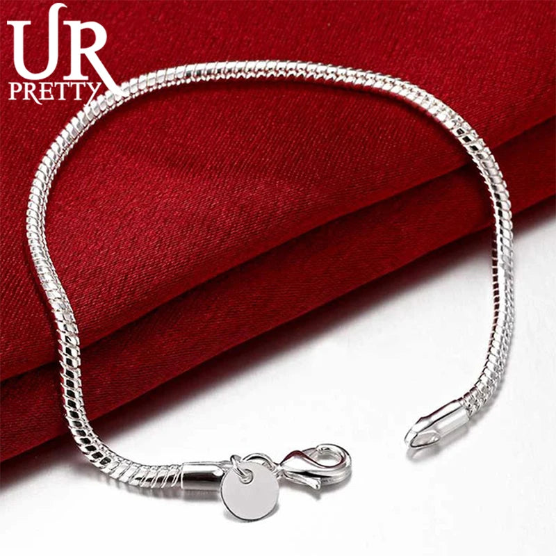 Arrival 925 Sterling Silver Snake Chain Bracelet 3mm Wedding Party Gift