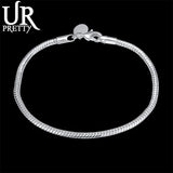 Arrival 925 Sterling Silver Snake Chain Bracelet 3mm Wedding Party Gift