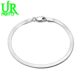 925 Silver 4mm Blade Snake Bone Bracelet 20cm