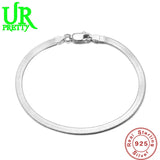 925 Silver 4mm Blade Snake Bone Bracelet 20cm
