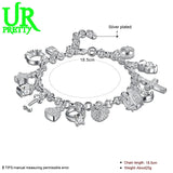 925 Sterling Silver Women's Wristband Charms Bracelet