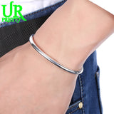 925 Sterling Silver Bangle Smooth Solid Female Charm Jewelry