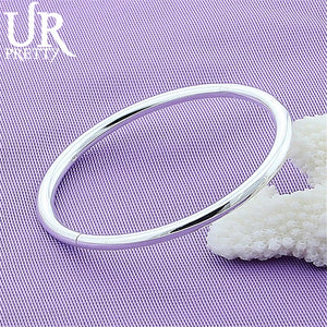 925 Sterling Silver Bangle Smooth Solid Female Charm Jewelry