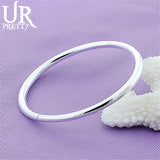 925 Sterling Silver Bangle Smooth Solid Female Charm Jewelry