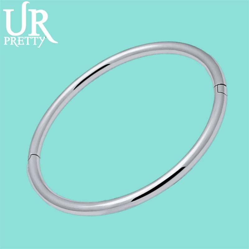 925 Sterling Silver Bangle Smooth Solid Female Charm Jewelry