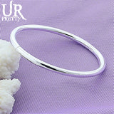 925 Sterling Silver Bangle Smooth Solid Female Charm Jewelry
