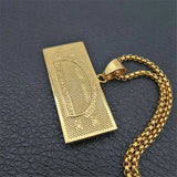 US $100 Dollar Money Pendant Necklace Chain Stainless Steel/Gold Hip Hop Bling