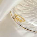 US Pearl Flower Ring Female Inlaid Diamond Index Finger Ring