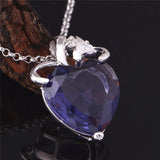 Purple Crystal Heart Pendant Necklace N437