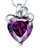 Purple Crystal Heart Pendant Necklace N437