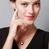 Purple Crystal Heart Pendant Necklace N437
