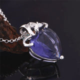 Purple Crystal Heart Pendant Necklace N437